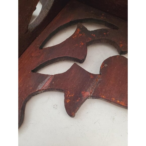 Hand Carved Wood Ornate Wall Shelf,Candlestick,Bohemian Home Decor,Carved Wood - Picture 9 of 10